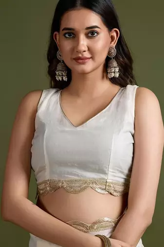 White white organza  sarees