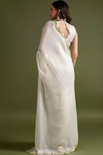 White white organza  sarees