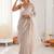 Beige embellished sequinned  chiffon heavy work saree