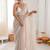 Beige embellished sequinned  chiffon heavy work saree