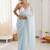 Blue embellished sequinned  chiffon heavy work saree