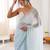 Blue embellished sequinned  chiffon heavy work saree