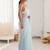 Blue embellished sequinned  chiffon heavy work saree