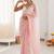 Peach embellished sequinned  chiffon saree