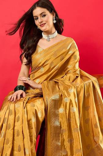 Cream woven design zari banarasi saree