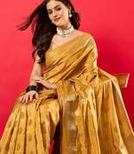 Cream woven design zari banarasi saree