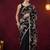 Black floral aari work georgette half and half ready to wear saree