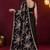 Black floral aari work georgette half and half ready to wear saree