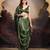 Mehndi green sequinned embellished satin ready to wear saree