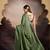 Mehndi green sequinned embellished satin ready to wear saree
