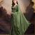 Mehndi green sequinned embellished satin ready to wear saree