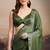 Mehndi green sequinned embellished satin ready to wear saree