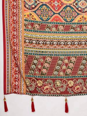 Multicolor ethnic motifs mirror work silk blend designer saree 4