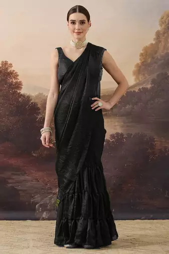 Shoulder pre-pleated two-tone ready to wear saree