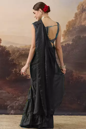 Shoulder pre-pleated two-tone ready to wear saree