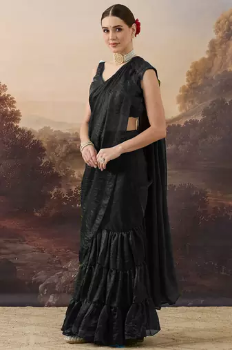 Shoulder pre-pleated two-tone ready to wear saree