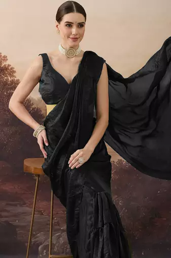 Shoulder pre-pleated two-tone ready to wear saree