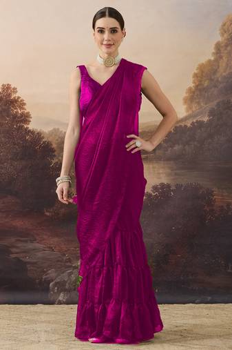 Shoulder pre-pleated two-tone ready to wear saree