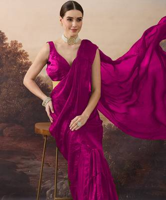 Shoulder pre-pleated two-tone ready to wear saree 4