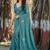 Teal embellished sequinned silk blend heavy work saree