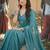 Teal embellished sequinned silk blend heavy work saree