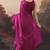 Magenta solid satin ruffle ready to wear saree with ruffles