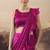 Magenta solid satin ruffle ready to wear saree with ruffles