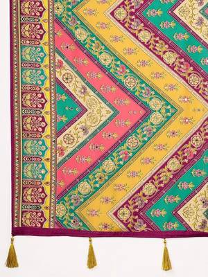 Multicolor ethnic motifs mirror work silk blend designer saree 4