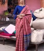 Pink ethnic motifs printed saree