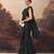 Black solid satin ruffle ready to wear saree with ruffles