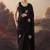 Black bird printed satin designer ready to wear saree