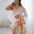 White women floral white  chiffon floral printed party wear saree