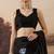 Black bird printed satin designer ready to wear saree