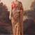 Orange floral printed aari work silk blend ready to wear saree