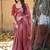 Pink embellished embroidered silk blend saree