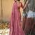 Pink embellished embroidered silk blend saree