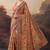 Orange floral printed aari work silk blend ready to wear saree