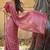 Pink embellished embroidered silk blend saree