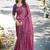Purple ethnic motifs embroidered silk blend heavy work saree