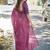 Purple ethnic motifs embroidered silk blend heavy work saree