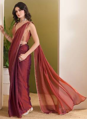 Shoulder pre-pleated pure georgette ready to wear saree 3