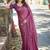 Purple ethnic motifs embroidered silk blend heavy work saree