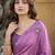 Purple embellished sequinned silk blend heavy work saree