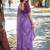Purple ethnic motifs embroidered silk blend heavy work saree