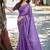 Purple ethnic motifs embroidered silk blend heavy work saree