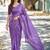Purple ethnic motifs embroidered silk blend heavy work saree