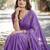 Purple ethnic motifs embroidered silk blend heavy work saree