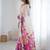 White women floral beads and stones  chiffon designer saree