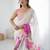 White women floral beads and stones  chiffon designer saree