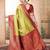 Lime ethnic motif zari woven kanjeevaram saree